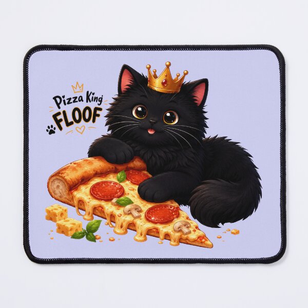 Item preview, Pizza King FLOOF – Cute Black Cat Pizza Lover designed and sold by lumar23.