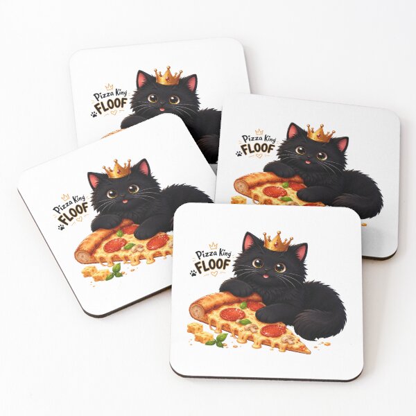 Item preview, Pizza King FLOOF – Cute Black Cat Pizza Lover designed and sold by lumar23.