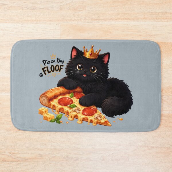 Item preview, Pizza King FLOOF – Cute Black Cat Pizza Lover designed and sold by lumar23.