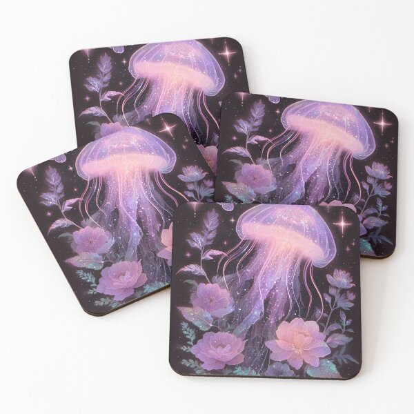 Item preview, Glowing Jellyfish Dark Botanical Night Art designed and sold by StarweedSociety.