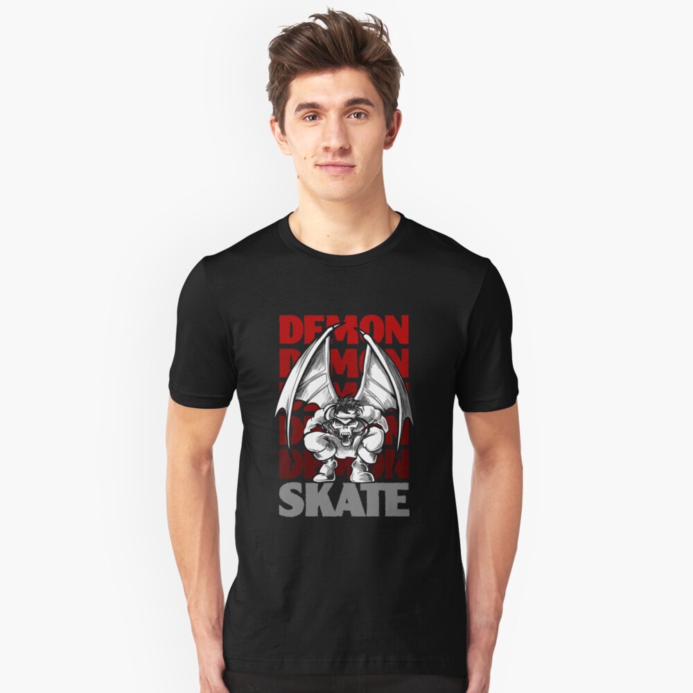 Skull Demon Skate, Skateboard Design Slim Fit T-Shirt