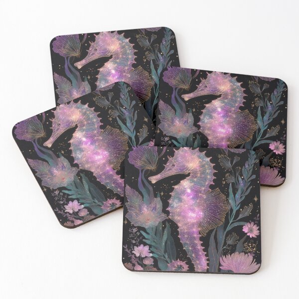 Item preview, Celestial Seahorse Dark Botanical Ocean Art designed and sold by StarweedSociety.