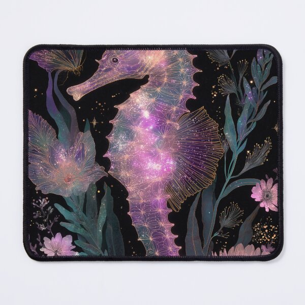 Item preview, Celestial Seahorse Dark Botanical Ocean Art designed and sold by StarweedSociety.