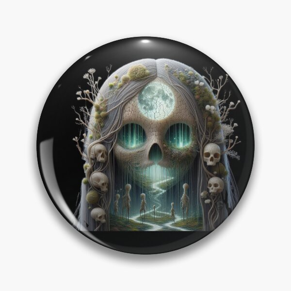 Item preview, The Macabre Forest Spirit Skull and Moon Landscape designed and sold by LujziWorld.