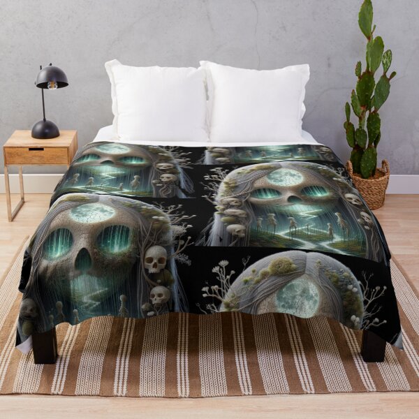 Item preview, The Macabre Forest Spirit Skull and Moon Landscape designed and sold by LujziWorld.