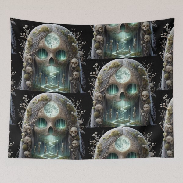 Item preview, The Macabre Forest Spirit Skull and Moon Landscape designed and sold by LujziWorld.