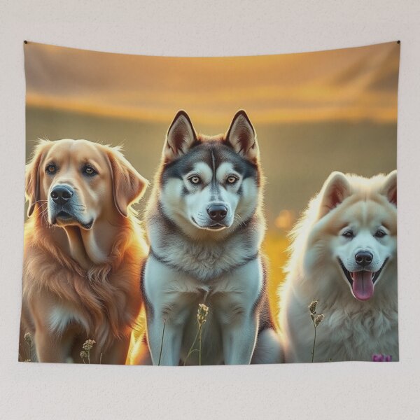 Item preview, Three Dogs Sunset Pack Portrait designed and sold by IntelliMindDesigns.