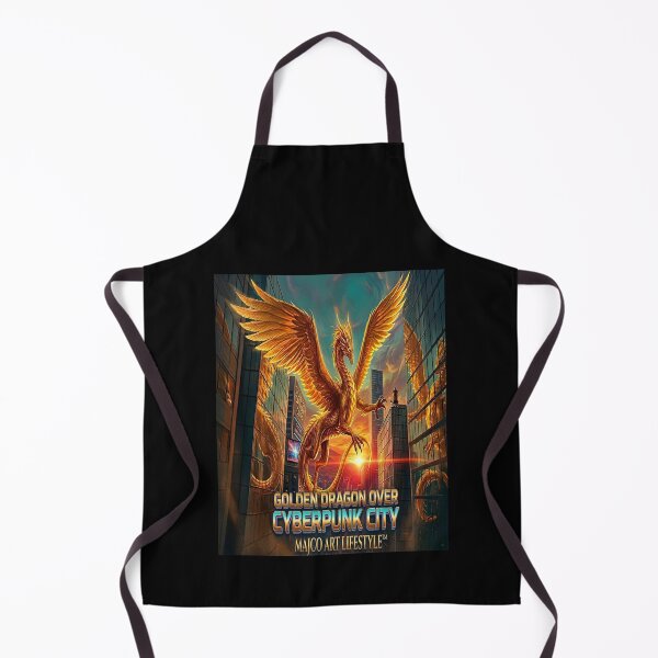 Item preview, Golden Dragon Over Cyberpunk City Metropolis designed and sold by MAJCO-ART.