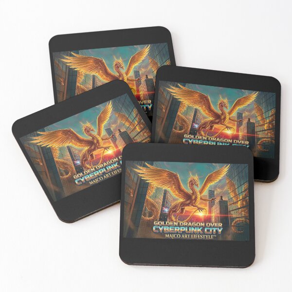 Item preview, Golden Dragon Over Cyberpunk City Metropolis designed and sold by MAJCO-ART.