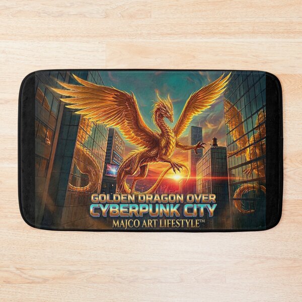 Item preview, Golden Dragon Over Cyberpunk City Metropolis designed and sold by MAJCO-ART.