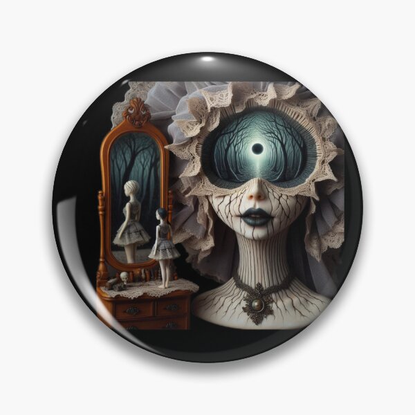Item preview, Gothic Eclipse Muse with Lace Mask and Vintage Mirror designed and sold by LujziWorld.