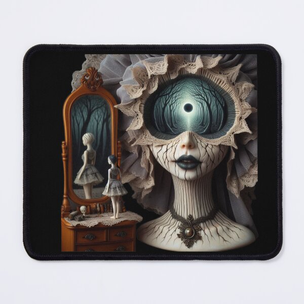 Item preview, Gothic Eclipse Muse with Lace Mask and Vintage Mirror designed and sold by LujziWorld.