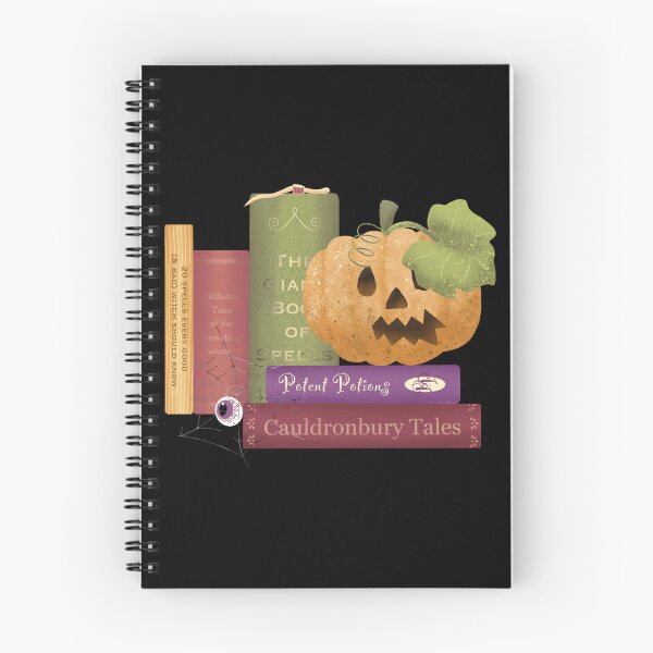 Item preview, Spooky Cute Witchy Books & Pumpkin Halloween Pattern • Whimsigoth Jack‑O’-Lantern, Spell Books, Eyeball Web • Dark Academia Autumn Art designed and sold by piptompatternco.