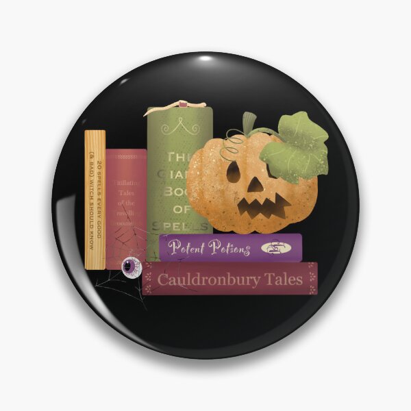Item preview, Spooky Cute Witchy Books & Pumpkin Halloween Pattern • Whimsigoth Jack‑O’-Lantern, Spell Books, Eyeball Web • Dark Academia Autumn Art designed and sold by piptompatternco.