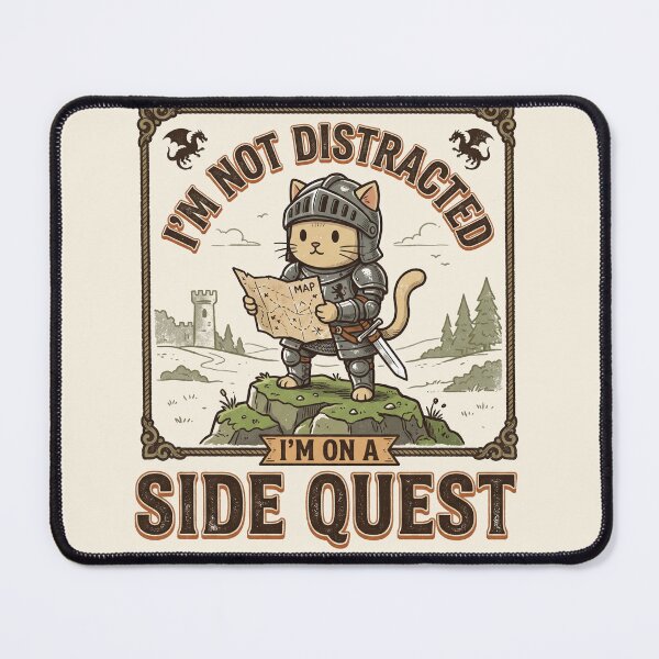 Item preview, Im On A Side Quest Funny Cat Knight Tabletop RPG designed and sold by AdyKurniawan.