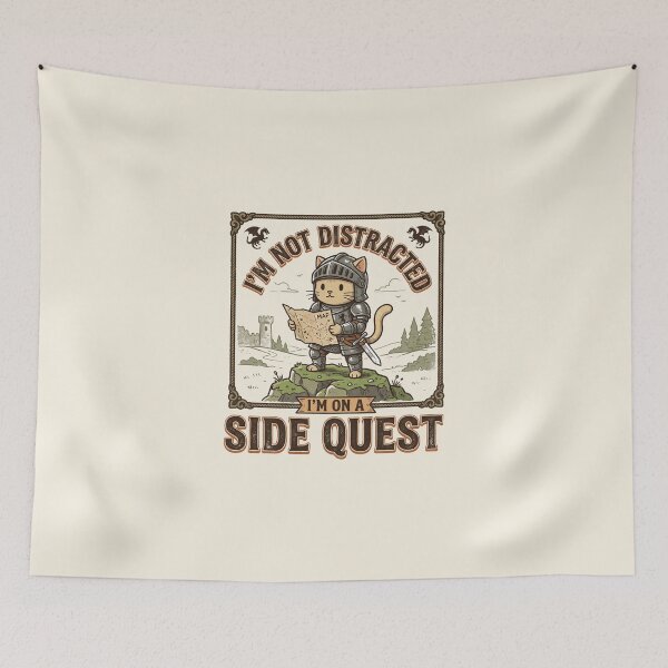 Item preview, Im On A Side Quest Funny Cat Knight Tabletop RPG designed and sold by AdyKurniawan.