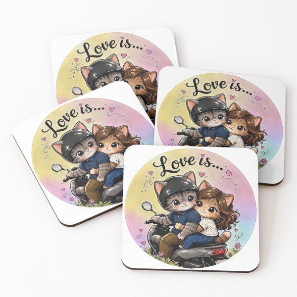Item preview, Love Is A Scooter Ride - Cute Romantic Cats Illustration designed and sold by mimiartes.