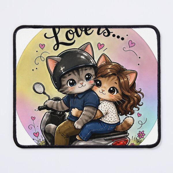 Item preview, Love Is A Scooter Ride - Cute Romantic Cats Illustration designed and sold by mimiartes.