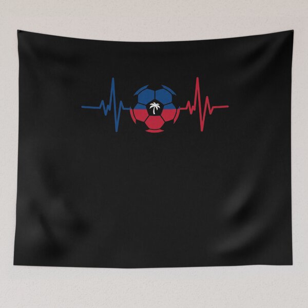 Item preview, Haiti Soccer Heartbeat Haitian Pride Fan designed and sold by SofenArt.