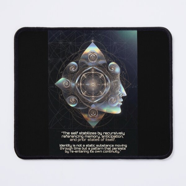 Item preview, Identity is not a substance moving through time but a pattern that persists by re-entering it's own continuity designed and sold by Fractal_Psyience.