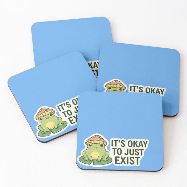 Item preview, It's Okay To Just Exist - Cute Frog Mushroom Sticker designed and sold by NLRartStudio.