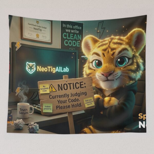 Item preview, Currently Judging Your Code Funny Programmer Gift Software Engineer Humor Coding Tiger Art designed and sold by NeoTigLuna.