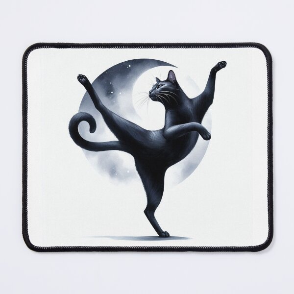 Item preview, Elegant Black Cat Dancing Under Moon Watercolor designed and sold by Pioneer Spirit Market.