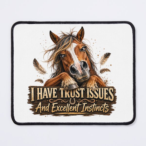 Item preview, I Have Trust Issues Horse | Funny Equestrian Quote designed and sold by HippyRikky.