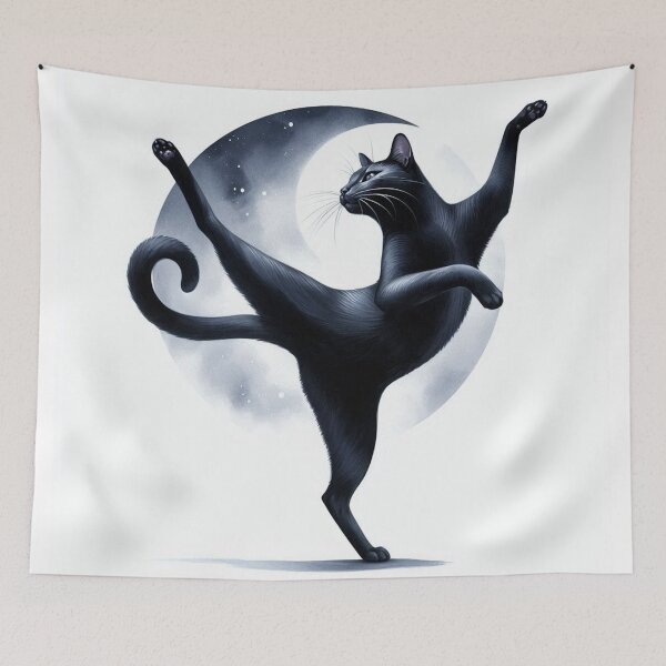Item preview, Elegant Black Cat Dancing Under Moon Watercolor designed and sold by Pioneer Spirit Market.