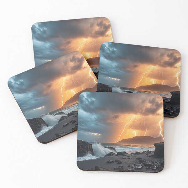 Item preview, Dramatic Lightning Storm Mountain River Landscape designed and sold by IntelliMindDesigns.