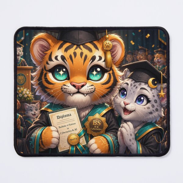 Item preview, NeoTig Luna Graduation Funny AI Tiger Cub Computer Science STEM Tech Grad Kawaii Gift designed and sold by NeoTigLuna.