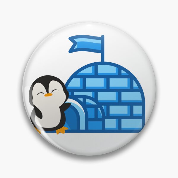 Item preview, Cute Penguin waving next to Blue Igloo Sticker designed and sold by ATMAS SHOP.