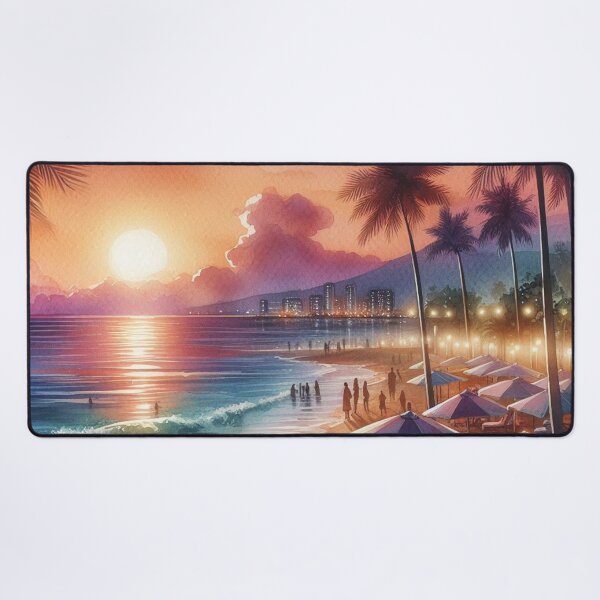 Item preview, Hot Summer Nights Tropical Beach at Sunset Watercolor designed and sold by Pioneer Spirit Market.