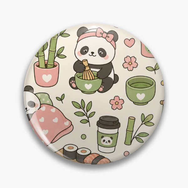 Item preview, Cute Panda Matcha Tea Pattern designed and sold by Soft Berry Studio.