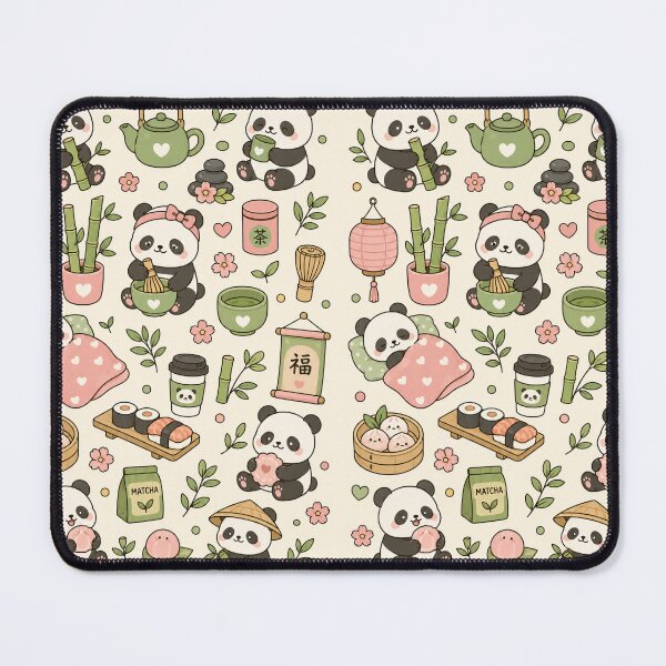 Item preview, Cute Panda Matcha Tea Pattern designed and sold by Soft Berry Studio.