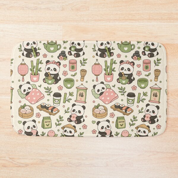 Item preview, Cute Panda Matcha Tea Pattern designed and sold by Soft Berry Studio.