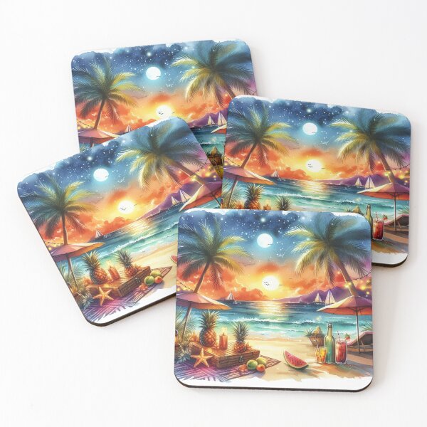 Item preview, Hot Summer Nights Tropical Beach Watercolor designed and sold by Pioneer Spirit Market.