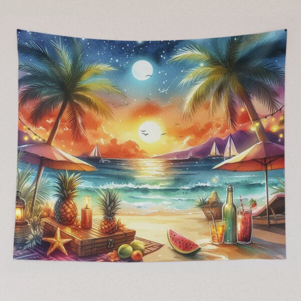 Item preview, Hot Summer Nights Tropical Beach Watercolor designed and sold by Pioneer Spirit Market.