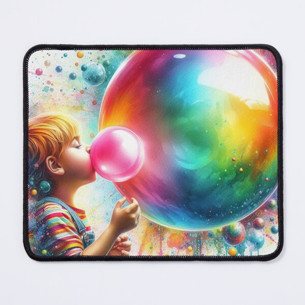 Item preview, Child Blowing Giant Rainbow Bubble Gum Watercolor designed and sold by Pioneer Spirit Market.