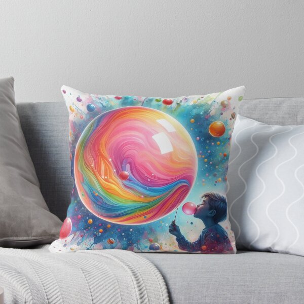 Item preview, Child Blowing Rainbow Bubble Gum Watercolor Art designed and sold by Pioneer Spirit Market.