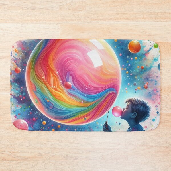 Item preview, Child Blowing Rainbow Bubble Gum Watercolor Art designed and sold by Pioneer Spirit Market.