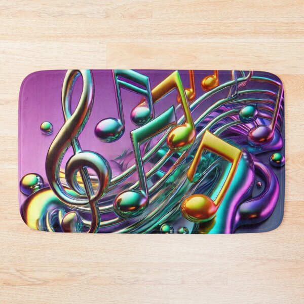 Item preview, Iridescent Liquid 3D Musical Notes on Purple Gradient designed and sold by Pioneer Spirit Market.