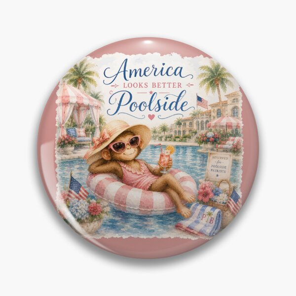 Item preview, America Looks Better Poolside™ | Palm Beach Monkey Summer Collection designed and sold by FairyBookClub.