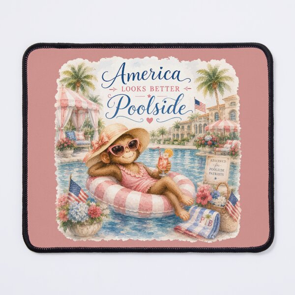 Item preview, America Looks Better Poolside™ | Palm Beach Monkey Summer Collection designed and sold by FairyBookClub.