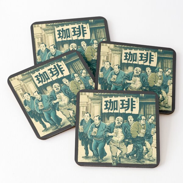 Item preview, Retro Japanese Coffee Squad - Vintage Ukiyo-e Cafe Framed Art designed and sold by Structure-Blue.