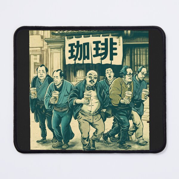 Item preview, Retro Japanese Coffee Squad - Vintage Ukiyo-e Cafe Framed Art designed and sold by Structure-Blue.