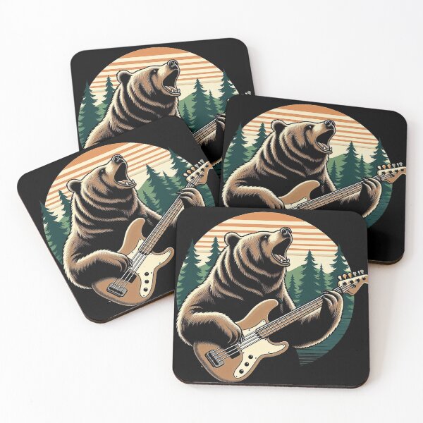 Item preview, Bear playing bass guitar  designed and sold by AbbeyThorn.