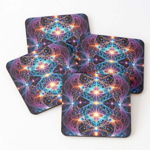 Item preview, Neon Fractal Cosmic Mandala Symmetry designed and sold by CuteSlothWorld.