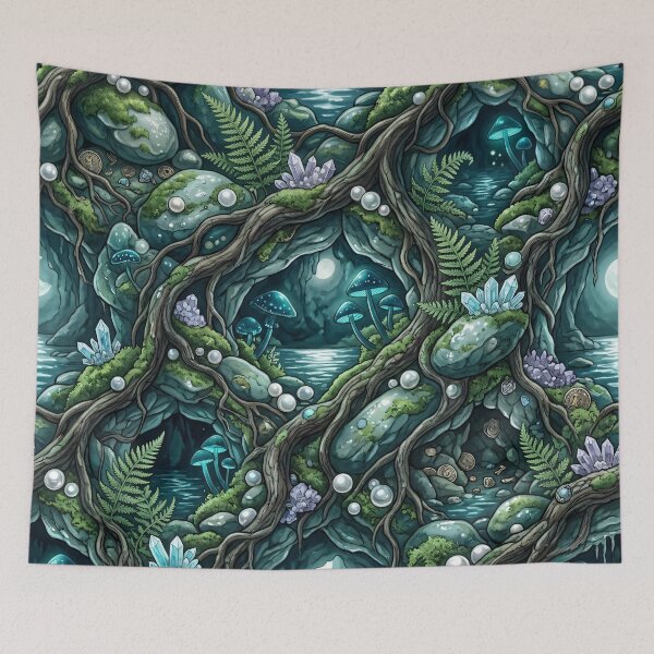 Item preview, Midnight Grotto Treasures Seamless Pattern designed and sold by MoonwoodStudio.