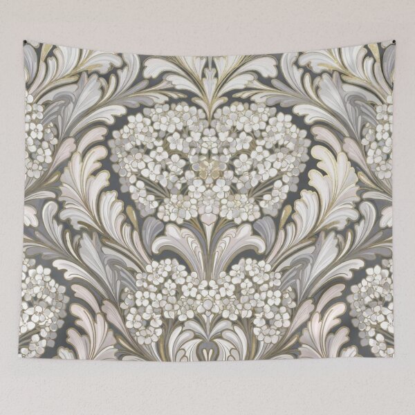 Item preview, Elegant White Floral Damask Seamless Pattern designed and sold by IntelliMindDesigns.